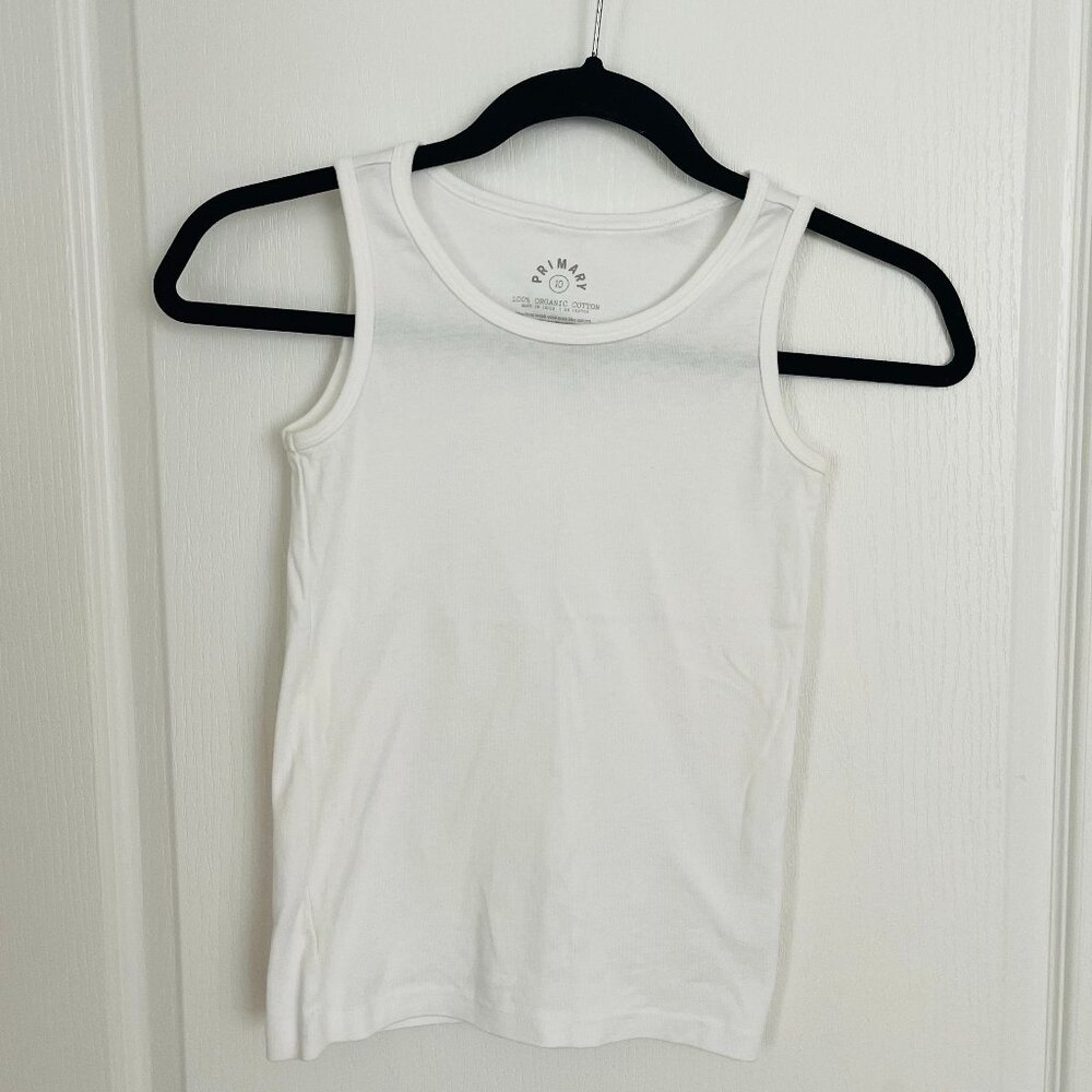 Primary 100% Organic Cotton Solid White Tank Top Kids Unisex Size 10